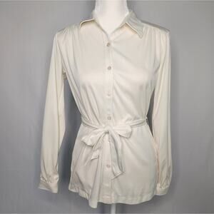 Vintage Off White Belted Blouse